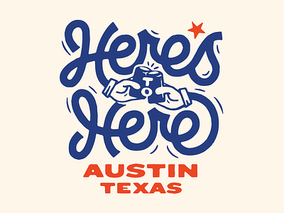 Here's to Here austin beer beer can brewery cheers friday hands illustration lettering local texas