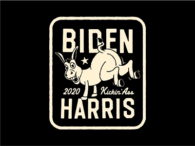 Kickin' Ass ass badge biden donkey election fall harris illustration kick mail november retro texture thursday vintage vote yard sign