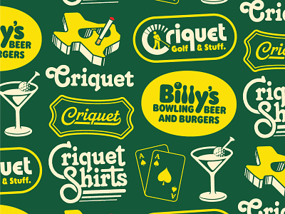 Criquet Stuff apparel austin badge bar beer clothing criquet flash sheet golf lettering logo retro texas type vintage