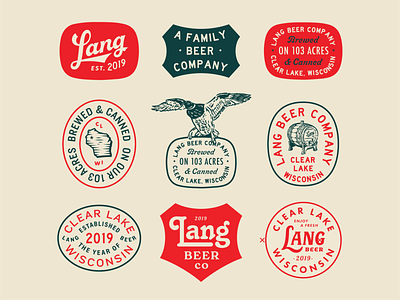 Lang Beer Co Badges austin badge beer classic design flash sheet illustration lettering logo retro texas texture type vintage