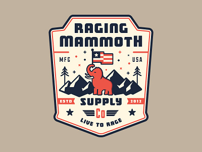 Raging Mammoth Badge america badge color lockup logo mammoth mountains thick lines type usa