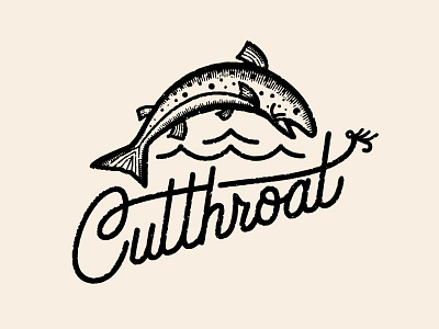 Cutthroat badge fish fishing lettering logo monoline script trout type