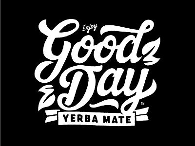 Good Day beverage brush identity lettering logo packaging script tea type yerba mate