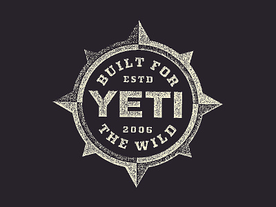 Yeti Compass badge compass logo outdoors seal texture type wild yeti