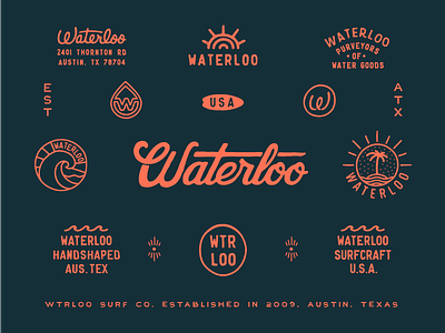 Waterloo austin badge lockup logo rough seal surf texas texture w water waterloo