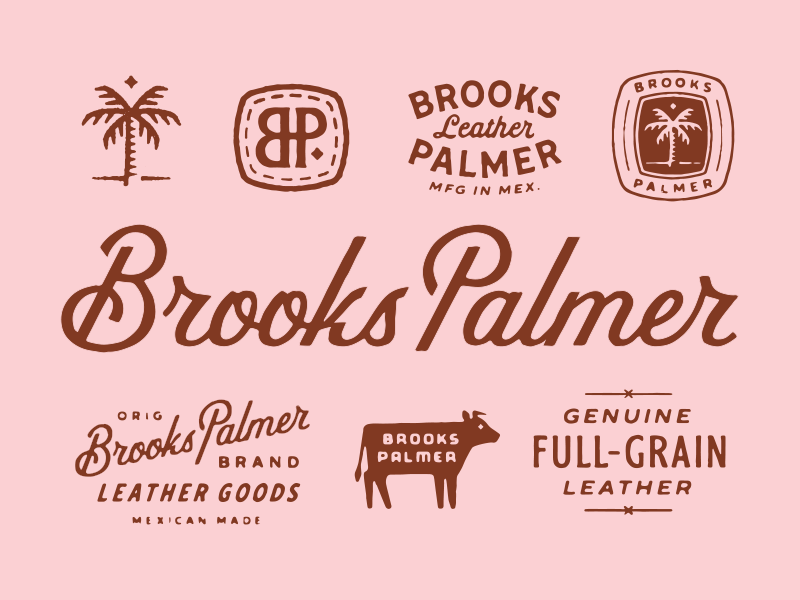 Brooks Palmer badge beach brand brand system coast coastal custom flash sheet identity leather lettering logo logotype palm tree script typography west coast