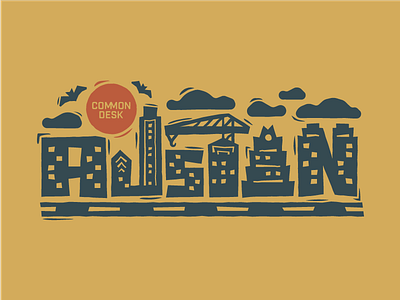 Austin Skyline austin bat building clouds custom type illustration lettering skyline street texas thursday typography