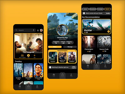 Movie Streaming App app app design dark darkmode design dribble figma film film app movie movie app netflix streaming streaming app ui