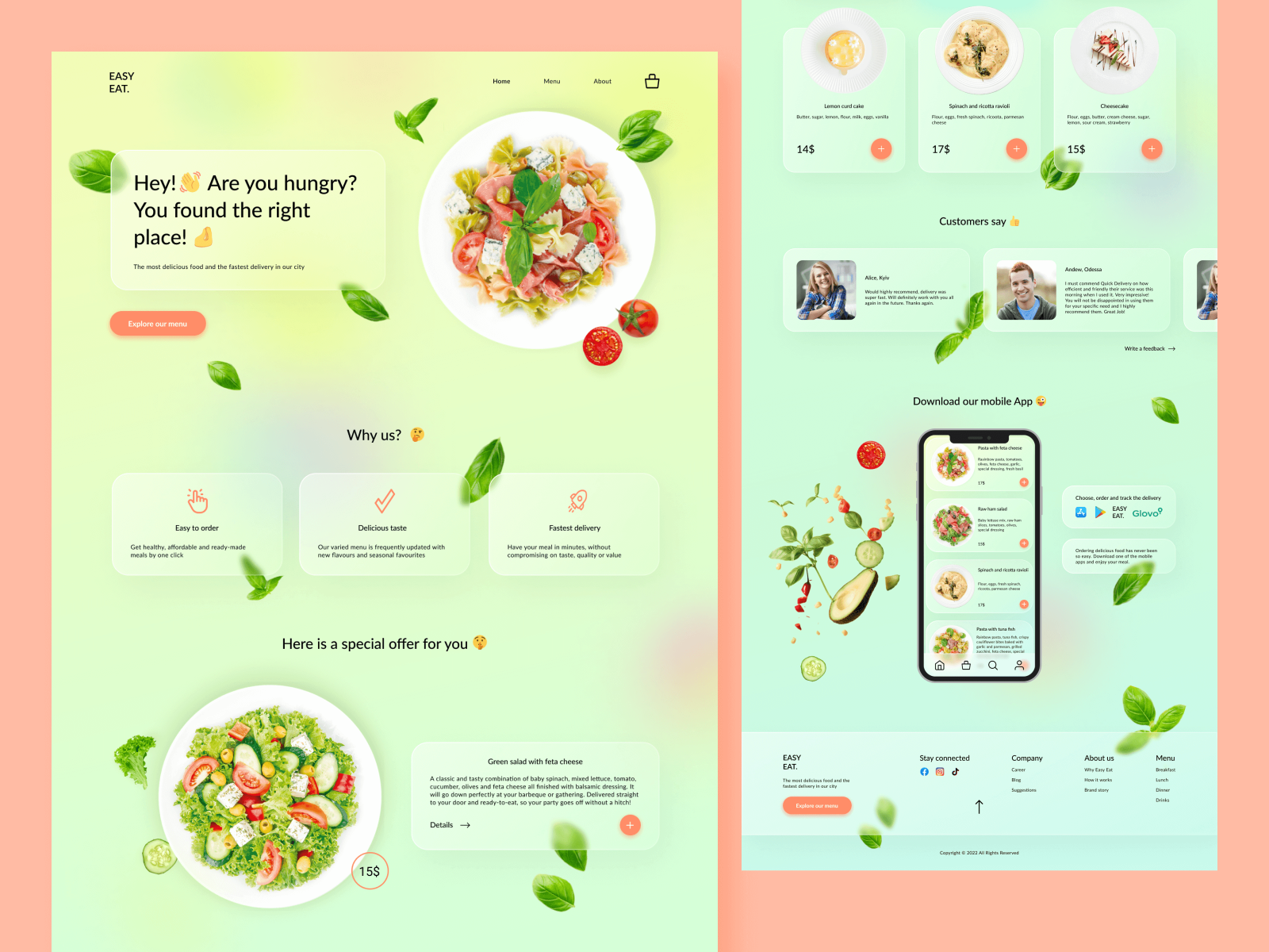 Eat Easy — Food delivery website design by Tetyana Shevchuk on Dribbble