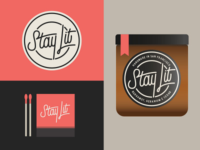 Stay Lit Candles branding candle hand lettering label lettering monoline package design