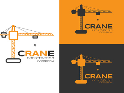 Construction company logo vector illustration branding business construction crane design illustration logo orange vector