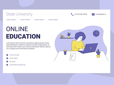 Landing page Online education Vector illustration hand art