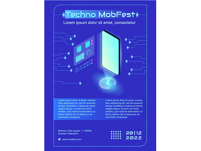 Techno MobFest Flyer blue branding cellphone cyber design flyer graphic design illustration illustrator invitation logo mobile phone technology vector