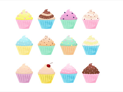 Cupcakes cream cupcake design graphic design illustration illustrator sweet tasty vector