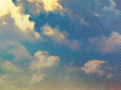 Sunrises blue clouds halftone