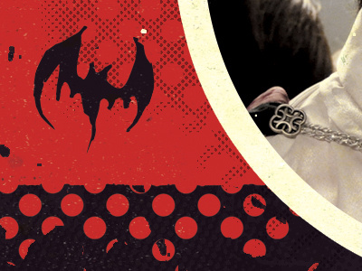 Vampyre bat halftone red texture vampire white