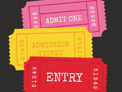 Admission Tickets pink red tickets yellow