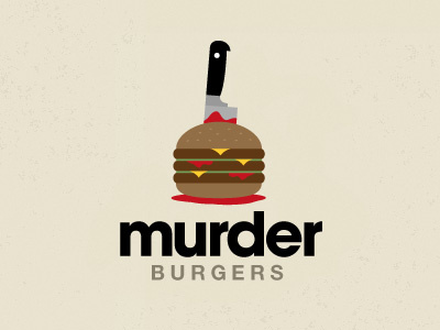 Murder Burgers blood bun burger cheese knife logo meat murder pattie stab