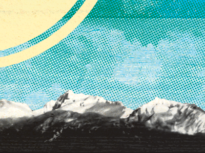 Soundlands blue flyer halftone mountains yellow