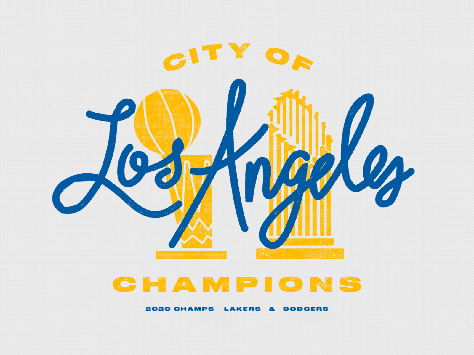 City of Champions - Los Angeles dodgers hand drawn type hand type la lakers lettering los angeles poster screenprint script lettering texture trophy vector