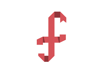 F book bookmark f flat folded folio logo red two tone