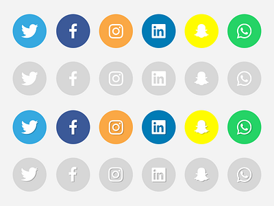 Social Icons Sketch File + PNG + SVG facebook flat icons instagram linkedin no shadow snapchat social twitter ui whatsapp