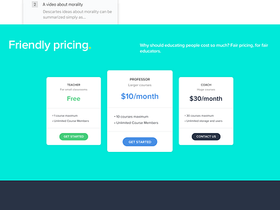Friendly Pricing color dont landing page pricing scholica splash