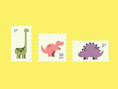 Dino Stamp cartoon color dinosaur doodle drawing graphic illustrate indian play stamp vintage