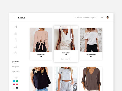 Basics dailyui ecommerce fashion interface shopping ui ux web web design website