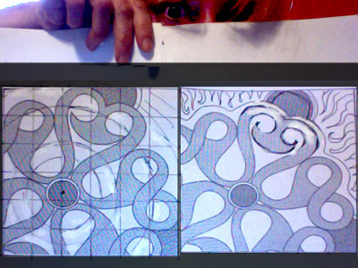 shape in a square celtic composition linear sketch