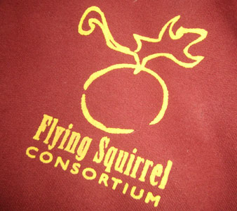 Flying Squirrel Consortium Silkscreen circus logo print silkscreen squirrel