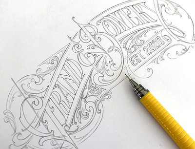 Grand & Bowery hand lettering pencil schmetzer sketch typography