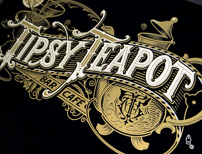 Tipsy Teapot bar café hand lettering logotype schmetzer teapot tipsy vector