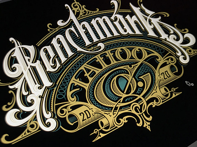 Benchmark Tattoo Co. hand lettering logotype schmetzer tattoo vector