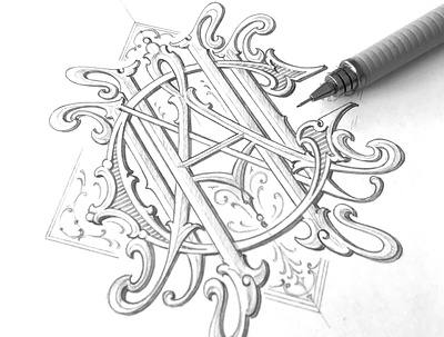 "CHAN" monogram - sketch hand lettering monogram schmetzer sketch typography