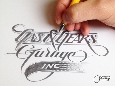 Gas & Gears garage gasgears logotype pencil schmetzer sketch