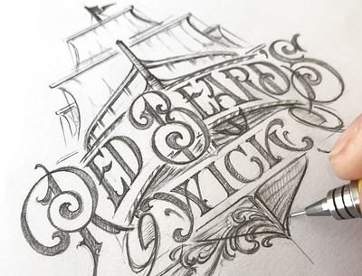 Red Beard's Wick - sketch hand illustration lettering schmetzer sketch typography