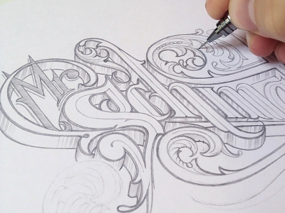 Sch hand lettering pencil schmetzer sketch typography
