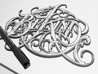 Be Kind - Ink bekind decorative hand ink lettering letters ornate schmetzer sketch