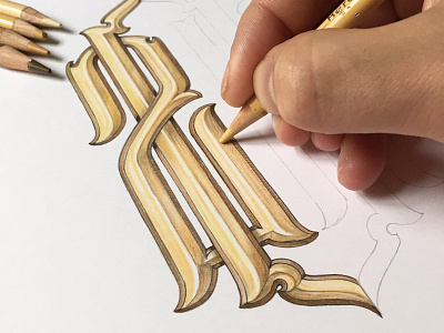 Gold in progress gold hand lettering process schmelzer type