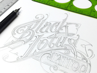 Black Lotus black hand lettering logotype lotus schmetzer