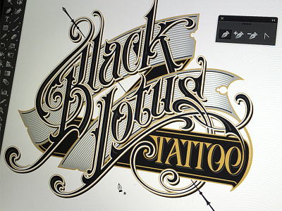 Black Lotus Tattoo hand lettering logotype schmetzer studio tattoo vector