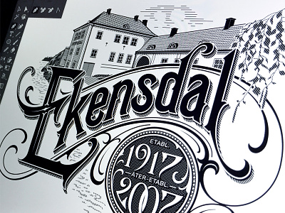 Ekensdal anniversary design ekensdal hand illustrator lettering schmetzer vector