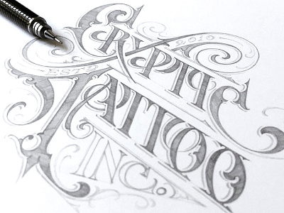 Cryptic cryptic hand lettering logotype schmetzer tattoo