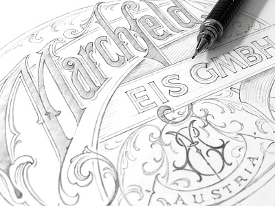 Marchfeld sketch branding eis hand lettering marchfeld monogram schmetzer sketch