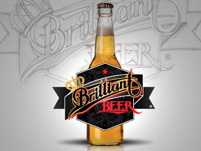 Brilliant Beer ale bar beer bottle brilliant crown draft drawn hand label logo logotype martin paper pen schmetzer sketch typography