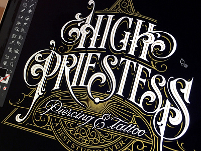 High Priestess hand high lettering priestess schmetzer tattoo type vector