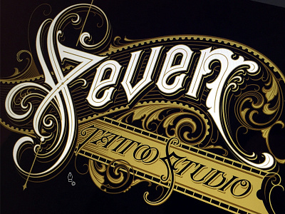 Seven filigree hand lettering logotype schmetzer seven studio tattoo vector