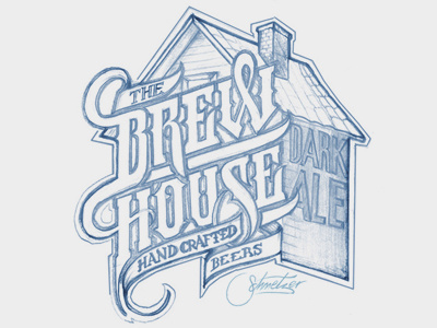 Brew House ale ballpoint bar beer brew crafted dark drawn house letters logo logotype martin paper pen pub schmetzer sign sketch typography