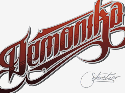 Demonika clothes clothing custom demonica design hand drawn letters logo logotype martin schmetzer sexy sign swirl swosh typography
